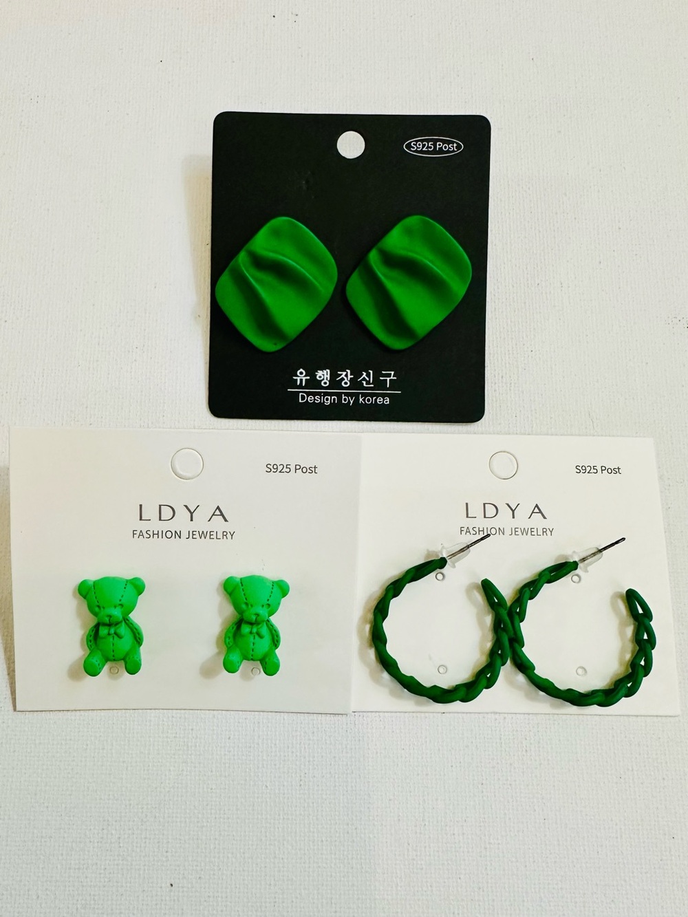 Green Statement Earring Trio